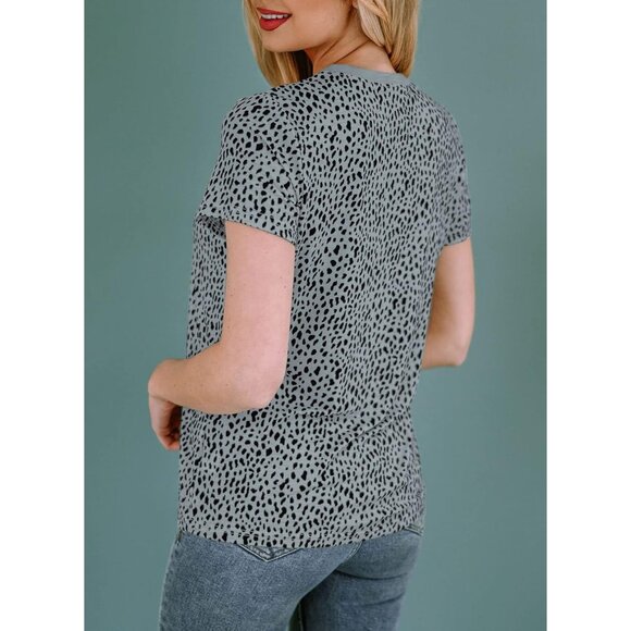 Womens Casual Polka Dot Tops Crewneck Short Sleeve T Shirts Fashion Loose Fit - Picture 4 of 6